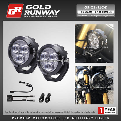 Gold Runway GR-X3 RLC4 76W 6300K 7980LM Motorcycle Lights