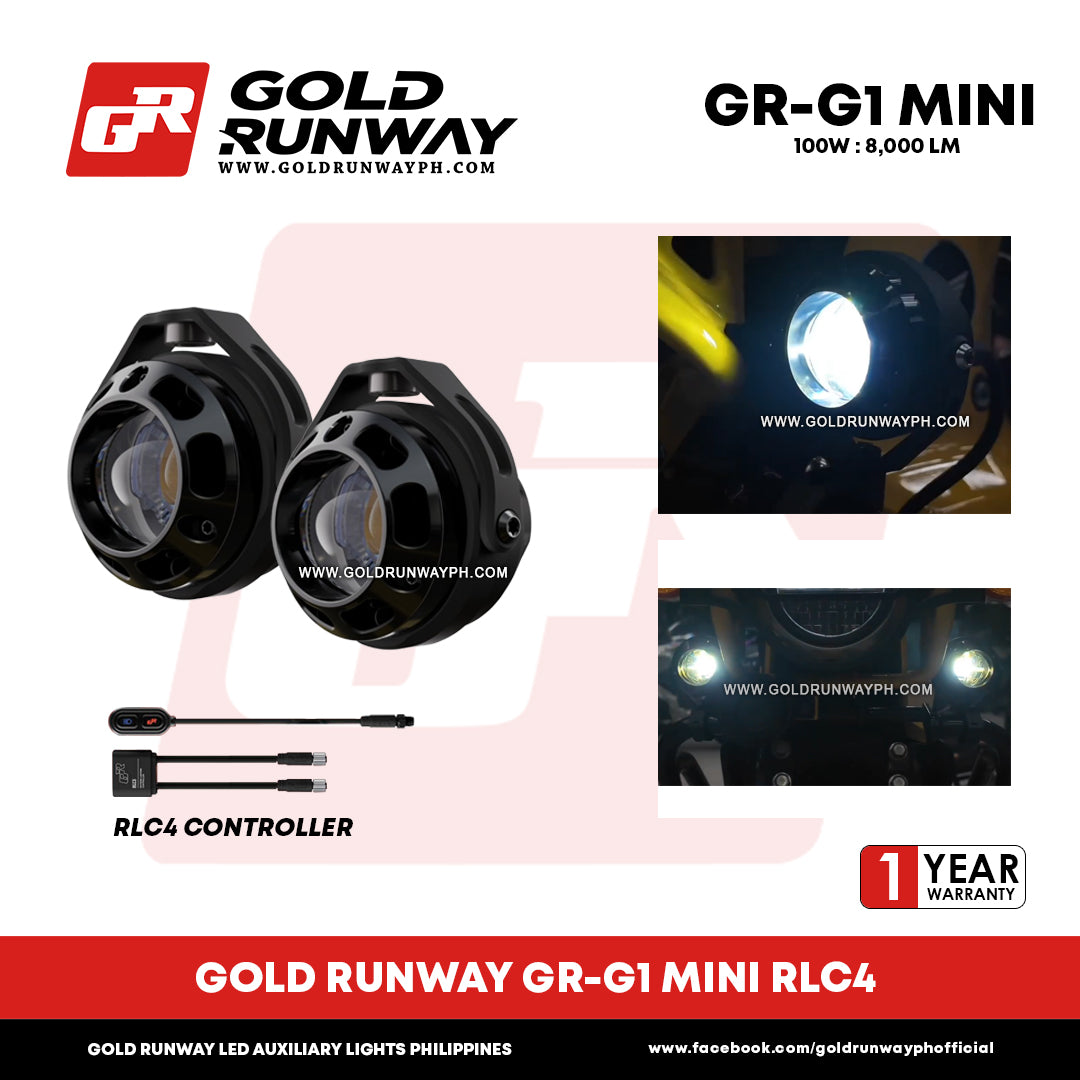 Gold Runway GR-G1 Mini RLC4-2 100W 6300K 8,000LM Motorcycle Lights