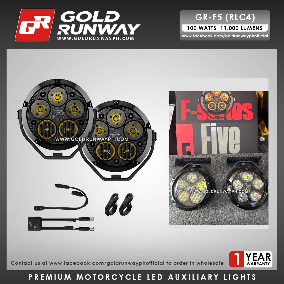 Gold Runway GR-F5 RLC4 100W 6300K 11000LM Motorcycle Lights